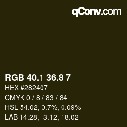 Color code: RGB 40.1 36.8 7 | qconv.com