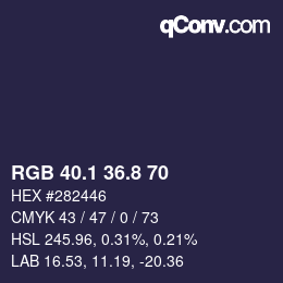 Color code: RGB 40.1 36.8 70 | qconv.com
