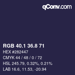 カラーコード: RGB 40.1 36.8 71 | qconv.com