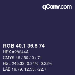 カラーコード: RGB 40.1 36.8 74 | qconv.com