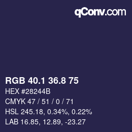Color code: RGB 40.1 36.8 75 | qconv.com