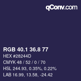 Color code: RGB 40.1 36.8 77 | qconv.com