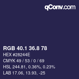 Color code: RGB 40.1 36.8 78 | qconv.com
