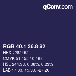 Color code: RGB 40.1 36.8 82 | qconv.com