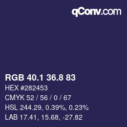 Color code: RGB 40.1 36.8 83 | qconv.com