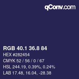 Color code: RGB 40.1 36.8 84 | qconv.com