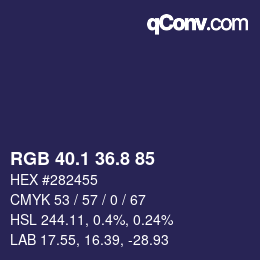 Code couleur: RGB 40.1 36.8 85 | qconv.com