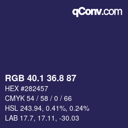 Color code: RGB 40.1 36.8 87 | qconv.com