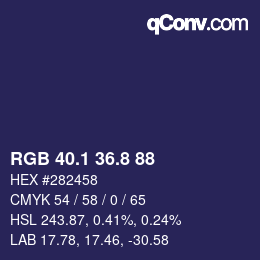 Color code: RGB 40.1 36.8 88 | qconv.com