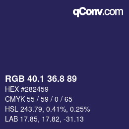 Farbcode: RGB 40.1 36.8 89 | qconv.com