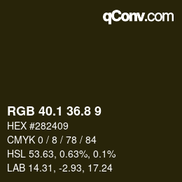 Color code: RGB 40.1 36.8 9 | qconv.com