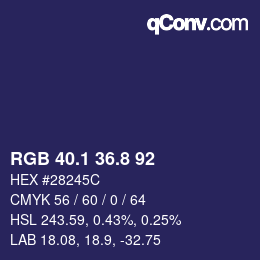 Farbcode: RGB 40.1 36.8 92 | qconv.com