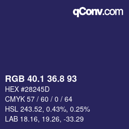 Color code: RGB 40.1 36.8 93 | qconv.com