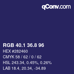 Color code: RGB 40.1 36.8 96 | qconv.com