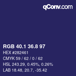 Farbcode: RGB 40.1 36.8 97 | qconv.com