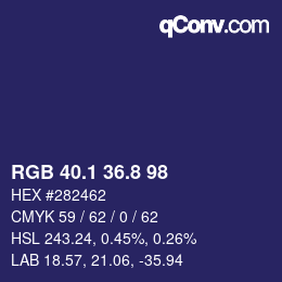 Color code: RGB 40.1 36.8 98 | qconv.com