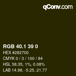 カラーコード: RGB 40.1 39 0 | qconv.com