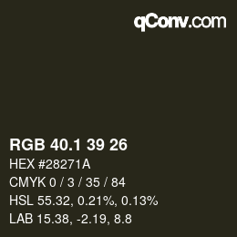 カラーコード: RGB 40.1 39 26 | qconv.com