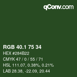 カラーコード: RGB 40.1 75 34 | qconv.com