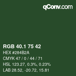カラーコード: RGB 40.1 75 42 | qconv.com