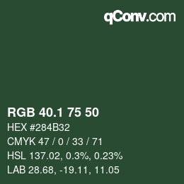 Color code: RGB 40.1 75 50 | qconv.com