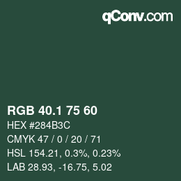 Color code: RGB 40.1 75 60 | qconv.com