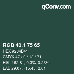 Color code: RGB 40.1 75 65 | qconv.com