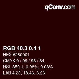 カラーコード: RGB 40.3 0.4 1 | qconv.com