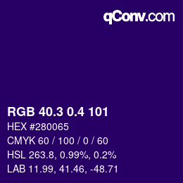 カラーコード: RGB 40.3 0.4 101 | qconv.com