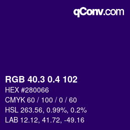 カラーコード: RGB 40.3 0.4 102 | qconv.com