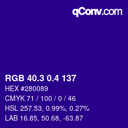 カラーコード: RGB 40.3 0.4 137 | qconv.com