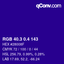 カラーコード: RGB 40.3 0.4 143 | qconv.com