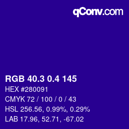 カラーコード: RGB 40.3 0.4 145 | qconv.com