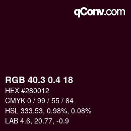 カラーコード: RGB 40.3 0.4 18 | qconv.com