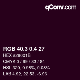 カラーコード: RGB 40.3 0.4 27 | qconv.com