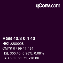 カラーコード: RGB 40.3 0.4 40 | qconv.com