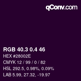 カラーコード: RGB 40.3 0.4 46 | qconv.com