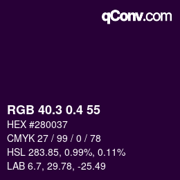 カラーコード: RGB 40.3 0.4 55 | qconv.com