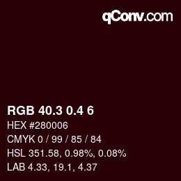 カラーコード: RGB 40.3 0.4 6 | qconv.com