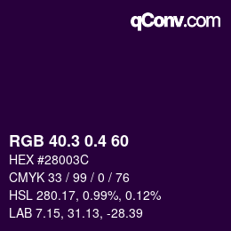 カラーコード: RGB 40.3 0.4 60 | qconv.com