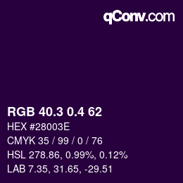 カラーコード: RGB 40.3 0.4 62 | qconv.com