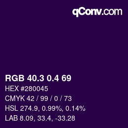 カラーコード: RGB 40.3 0.4 69 | qconv.com