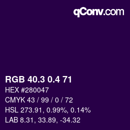 カラーコード: RGB 40.3 0.4 71 | qconv.com