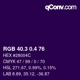 カラーコード: RGB 40.3 0.4 76 | qconv.com