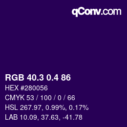 カラーコード: RGB 40.3 0.4 86 | qconv.com