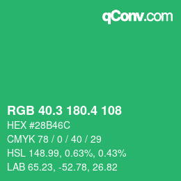 カラーコード: RGB 40.3 180.4 108 | qconv.com