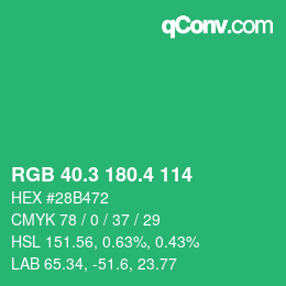 カラーコード: RGB 40.3 180.4 114 | qconv.com