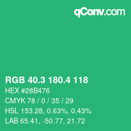 カラーコード: RGB 40.3 180.4 118 | qconv.com