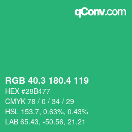 カラーコード: RGB 40.3 180.4 119 | qconv.com