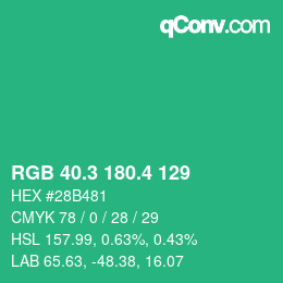 カラーコード: RGB 40.3 180.4 129 | qconv.com